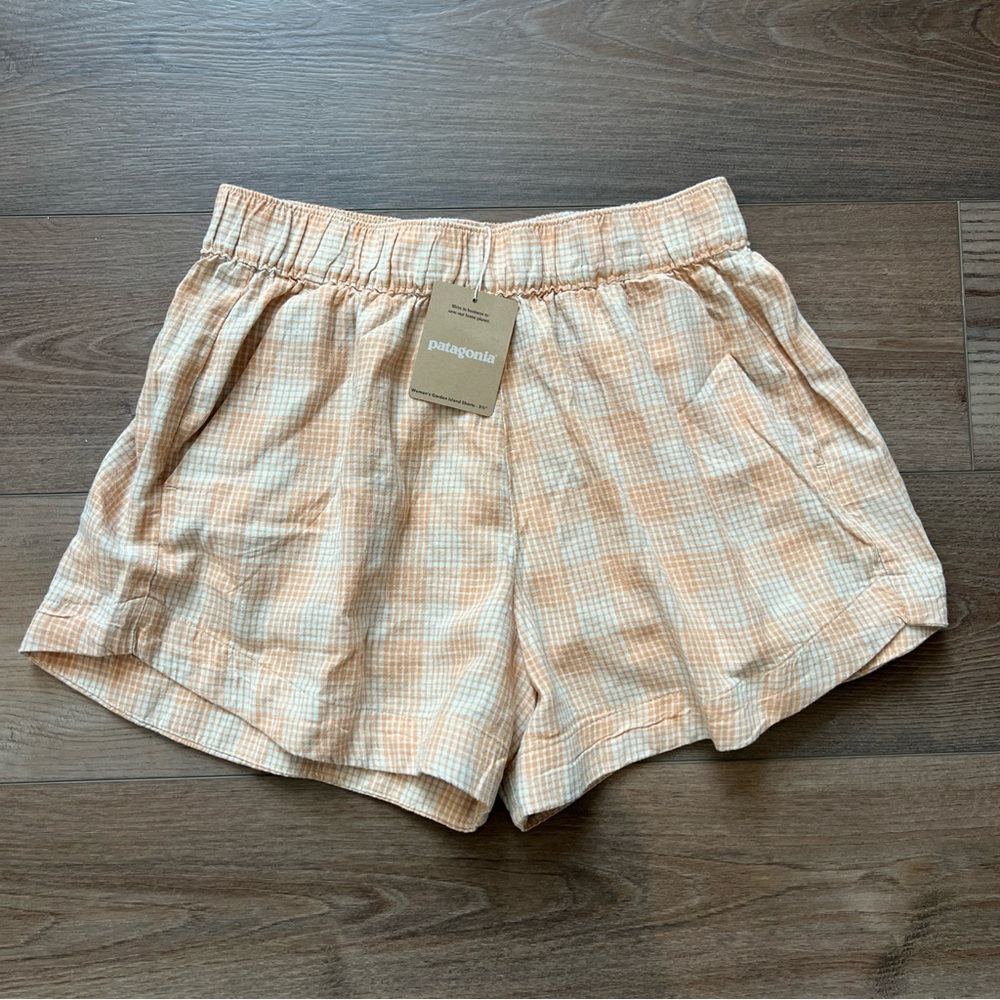 Patagonia Women's Athletic Shorts - Orange Plaid